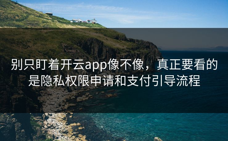 别只盯着开云app像不像，真正要看的是隐私权限申请和支付引导流程