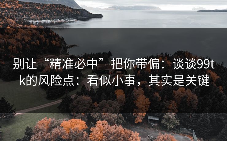 别让“精准必中”把你带偏：谈谈99tk的风险点：看似小事，其实是关键
