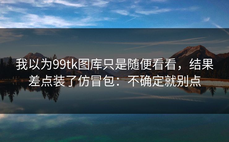 我以为99tk图库只是随便看看，结果差点装了仿冒包：不确定就别点